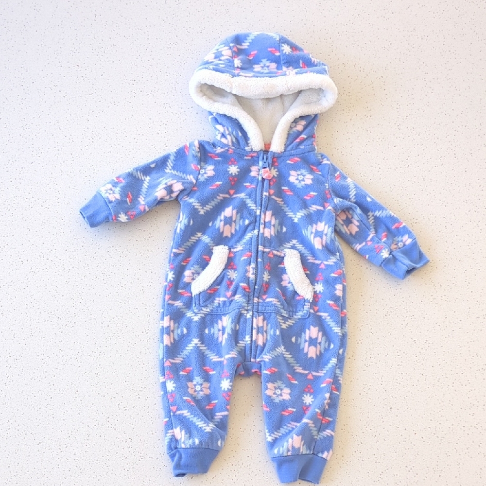 Carter's Cozy Blue and Pink Patterned Fleece Footie